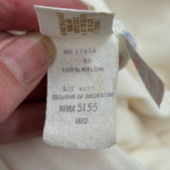 Miss Elaine Brushed Nylon Nightgown Medium Ivory Union Made USA Vintage - Picture 5 of 6